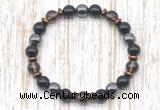 CGB8401 8mm smoky quartz, black onyx & hematite energy bracelet
