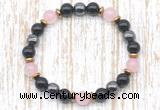 CGB8402 8mm rose quartz, black onyx & hematite energy bracelet