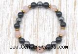 CGB8405 8mm pink quartz, black onyx & hematite energy bracelet