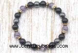 CGB8408 8mm dogtooth amethyst, black onyx & hematite energy bracelet