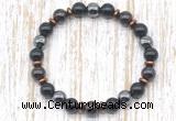 CGB8414 8mm garnet, black onyx & hematite energy bracelet