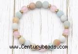 CGB8420 8mm matte amazonite, rose quartz & hematite power beads bracelet