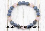 CGB8421 8mm matte sodalite, rose quartz & hematite power beads bracelet