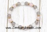 CGB8429 8mm matte grey agate, white crystal, rose quartz & hematite power beads bracelet