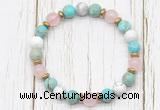 CGB8439 8mm sea sediment jasper, white howlite, rose quartz & hematite power beads bracelet