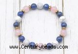 CGB8441 8mm lapis lazuli, white howlite, rose quartz & hematite power beads bracelet