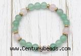 CGB8454 8mm green aventurine, rose quartz & hematite power beads bracelet