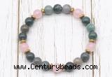CGB8458 8mm India agate, rose quartz & hematite power beads bracelet