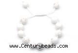 CGB8551 12mm round white howlite adjustable macrame bracelets