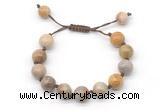 CGB8559 12mm round fossil coral adjustable macrame bracelets