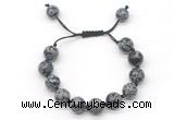 CGB8564 12mm round snowflake obsidian adjustable macrame bracelets