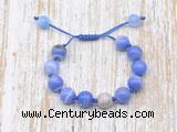 CGB8595 12mm round blue banded agate adjustable macrame bracelets