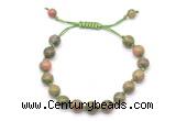 CGB8660 8mm,10mm round unakite adjustable macrame bracelets