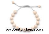 CGB8673 8mm,10mm round white fossil jasper adjustable macrame bracelets