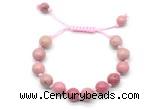 CGB8688 8mm,10mm round pink wooden jasper adjustable macrame bracelets