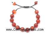 CGB8711 8mm,10mm round red banded agate adjustable macrame bracelets