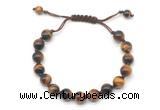 CGB8726 8mm,10mm round yellow tiger eye adjustable macrame bracelets