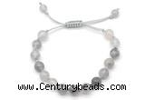 CGB8746 8mm,10mm round cloudy quartz adjustable macrame bracelets