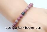 CGB8836 8mm, 10mm pink wooden jasper & drum hematite power beads bracelets