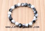 CGB8874 8mm, 10mm black & white jasper, drum & rondelle hematite beaded bracelets