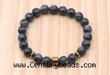 CGB8880 8mm, 10mm black labradorite, drum & rondelle hematite beaded bracelets