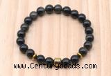 CGB8881 8mm, 10mm golden obsidian, drum & rondelle hematite beaded bracelets