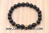 CGB8882 8mm, 10mm black obsidian, drum & rondelle hematite beaded bracelets