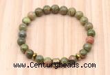 CGB8887 8mm, 10mm unakite, drum & rondelle hematite beaded bracelets