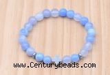 CGB8921 8mm, 10mm blue agate, cross & rondelle hematite beaded bracelets