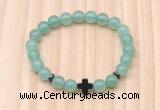 CGB8923 8mm, 10mm green aventurine, cross & rondelle hematite beaded bracelets