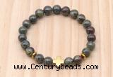 CGB8931 8mm, 10mm dragon blood jasper, cross & rondelle hematite beaded bracelets