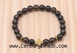 CGB8943 8mm, 10mm smoky quartz, cross & rondelle hematite beaded bracelets