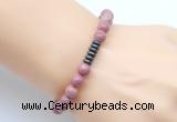 CGB8956 8mm, 10mm pink wooden jasper & rondelle hematite beaded bracelets