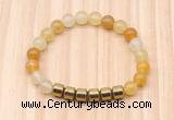 CGB8985 8mm, 10mm yellow aventurine & drum hematite beaded bracelets