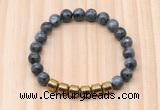 CGB9000 8mm, 10mm black labradorite & drum hematite beaded bracelets