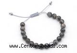 CGB9038 8mm, 10mm grey opal & drum hematite adjustable bracelets