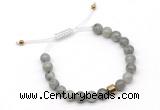 CGB9039 8mm, 10mm labradorite & drum hematite adjustable bracelets