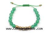 CGB9062 8mm, 10mm green agate & drum hematite adjustable bracelets