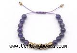 CGB9084 8mm, 10mm amethyst & drum hematite adjustable bracelets