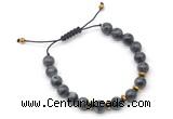 CGB9120 8mm, 10mm black labradorite & rondelle hematite adjustable bracelets