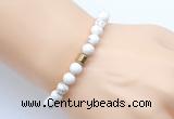 CGB9236 8mm, 10mm white howlite & drum hematite power beads bracelets