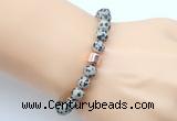 CGB9252 8mm, 10mm dalmatian jasper & drum hematite power beads bracelets