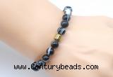 CGB9259 8mm, 10mm black banded agate & drum hematite power beads bracelets