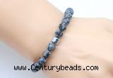 CGB9317 8mm, 10mm matte snowflake obsidian & drum hematite power beads bracelets