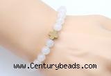 CGB9350 8mm, 10mm white jade & cross hematite power beads bracelets