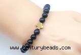 CGB9394 8mm, 10mm purple tiger eye & cross hematite power beads bracelets