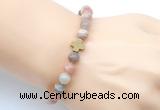 CGB9405 8mm, 10mm rainbow moonstone & cross hematite power beads bracelets