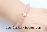 CGB9417 8mm, 10mm matte rose quartz & cross hematite power beads bracelets