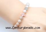CGB9421 8mm, 10mm matte sunstone & cross hematite power beads bracelets