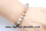 CGB9429 8mm, 10mm matte bamboo leaf agate & cross hematite power beads bracelets